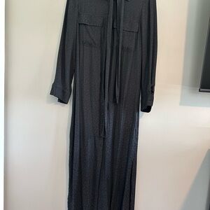 David Lerner Black Maxi Dress with Long Cuffed Sleeves for Casual Work